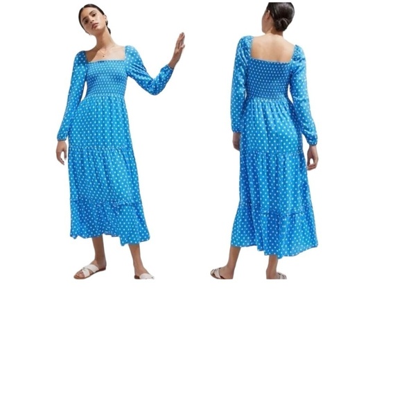 Dolan Anthropologie Left Coast Laney Polka Dot Maxi Dress  in Blue and White - Picture 1 of 14
